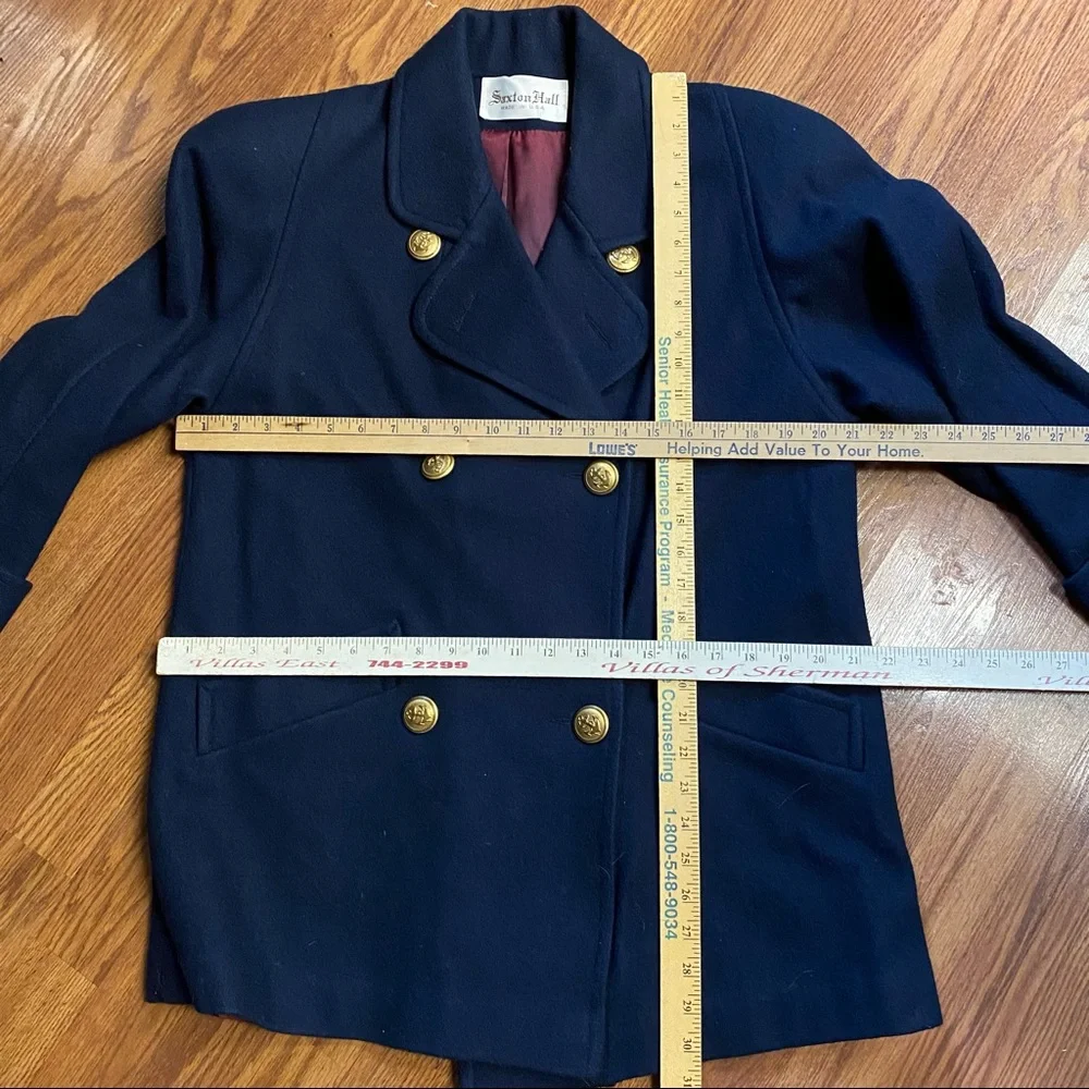 Vintage 70’s Navy Anchor Coat Wool Pea Coat Military Jacket - Picture 10 of 14